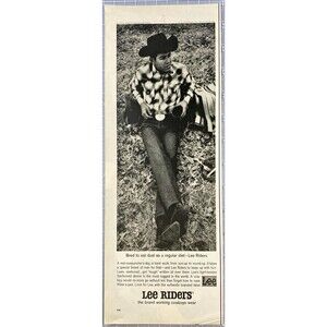 Lee Riders "The Brand Working Cowboys Wear" Vintage Print Ad 1964